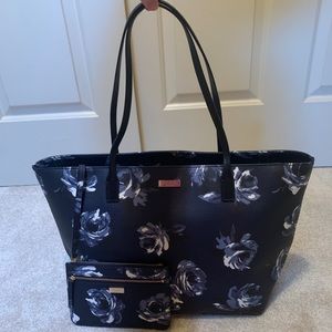 Kate Spade Night Roses Tote with Pochette Wristlet